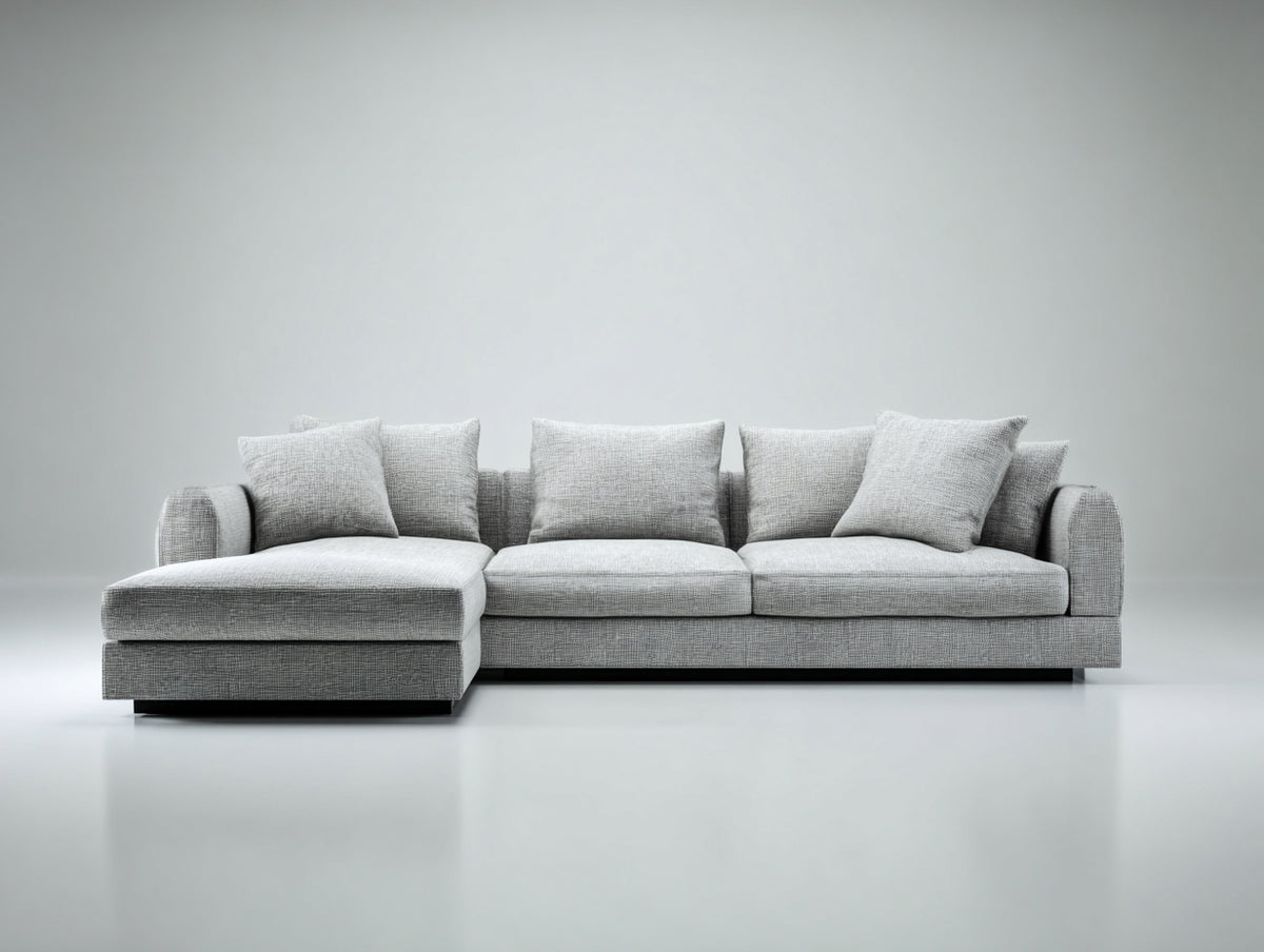 Divano angolare - Tessuto - 270x165x83 cm - Grigio chiaro - Stile moderno