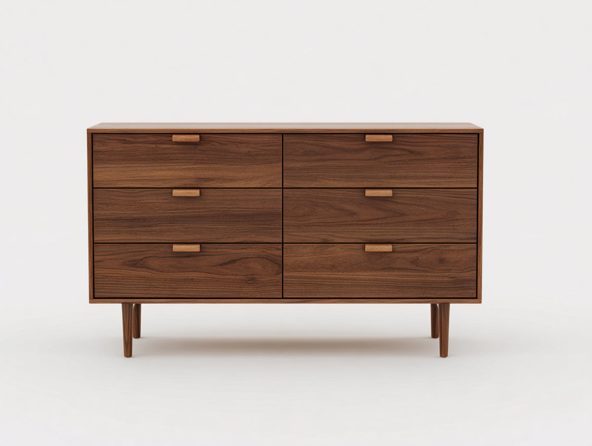Cassettiera - legno - 142x45x81 cm - noce - stile rétro