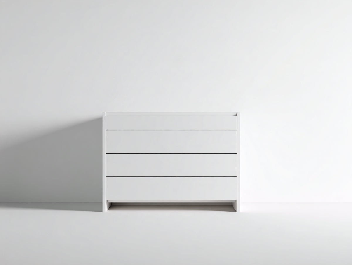 Cassettiera - pannelli di legno - 90x42x92 cm - bianco - stile minimalista
