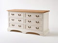 Cassettiera - legno-metallo - 138x47x86 cm - bianco-rovere naturale-bronzo - stile classico