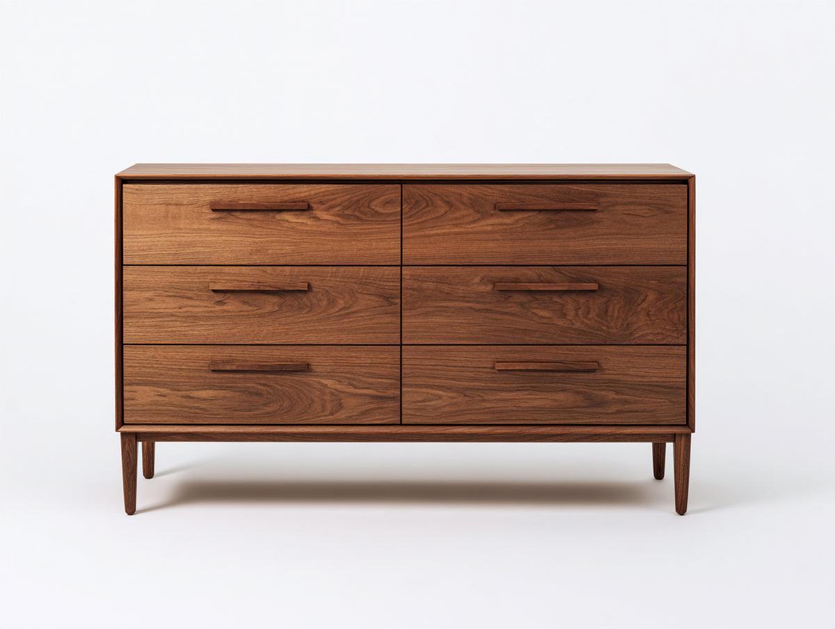 Cassettiera - legno - 150x46x83 cm - noce - stile rétro