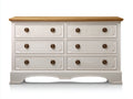 Cassettiera - legno-metallo - 140x45x85 cm - bianco-rovere naturale-bronzo - stile classico