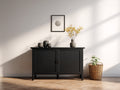 Mobile ingresso - pannelli di legno - 120x40x82 cm - nero - stile moderno
