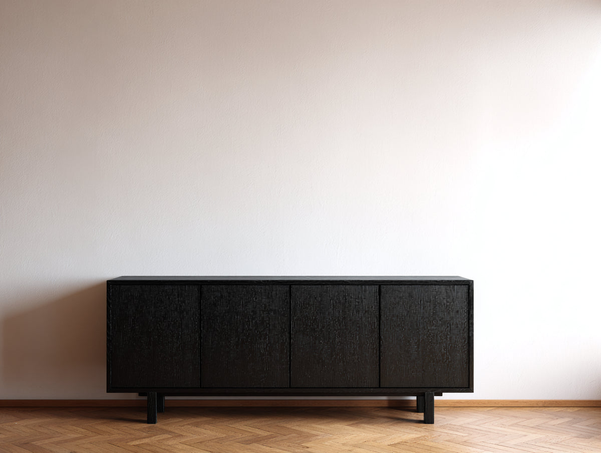 Mobile ingresso - pannelli di legno - 160x42x78 cm - nero - stile moderno