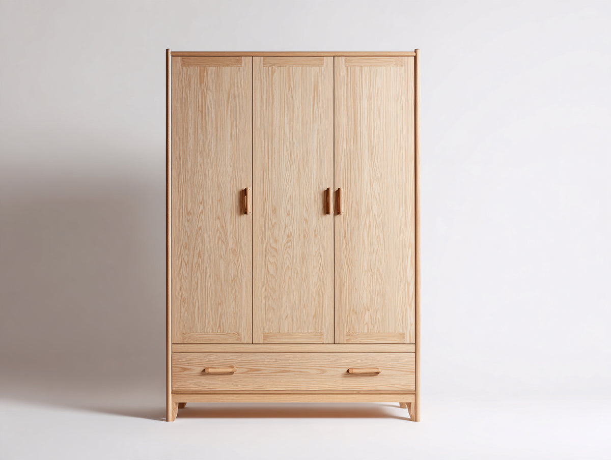 Armadio - legno - 125x55x185 cm - rovere chiaro - stile naturale