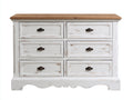 Cassettiera - legno-metallo - 120x45x90 cm - bianco-rovere naturale - stile rustico