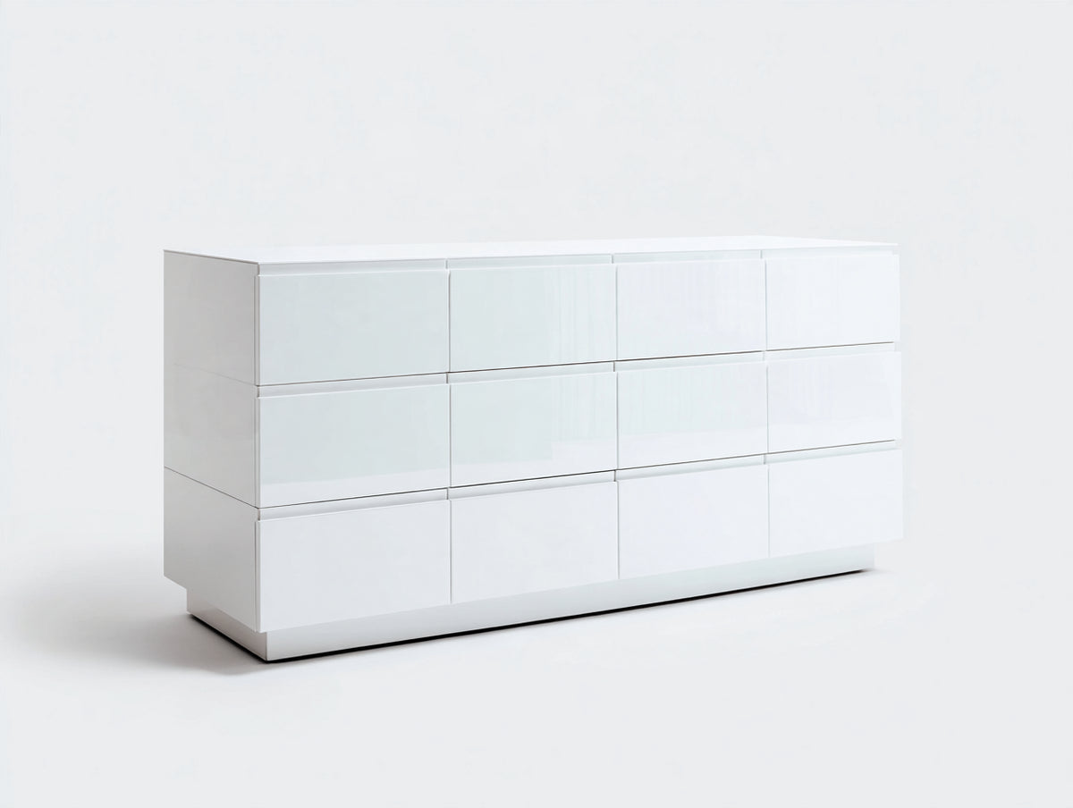Cassettiera - pannelli di legno - 160x45x82 cm - bianco - stile moderno