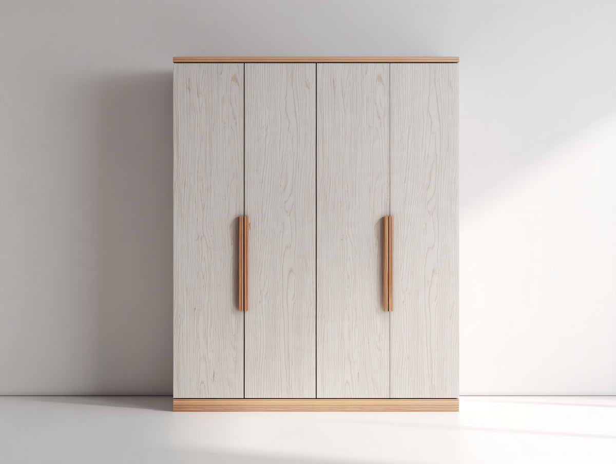 Armadio - legno-pannelli di legno - 160x55x190 cm - bianco-rovere chiaro - stile moderno