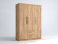 Armadio - pannelli di legno-metallo - 130x55x190 cm - rovere chiaro-argento - stile contemporaneo