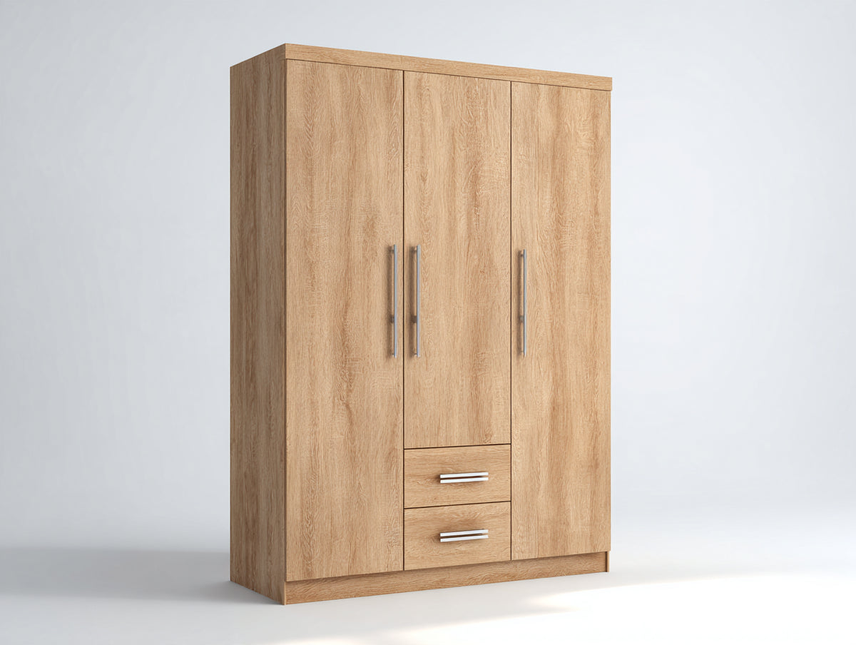 Armadio - pannelli di legno-metallo - 130x55x190 cm - rovere chiaro-argento - stile contemporaneo