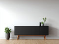 Mobile ingresso - pannelli di legno-legno - 155x41x76 cm - nero-rovere naturale - stile nordico