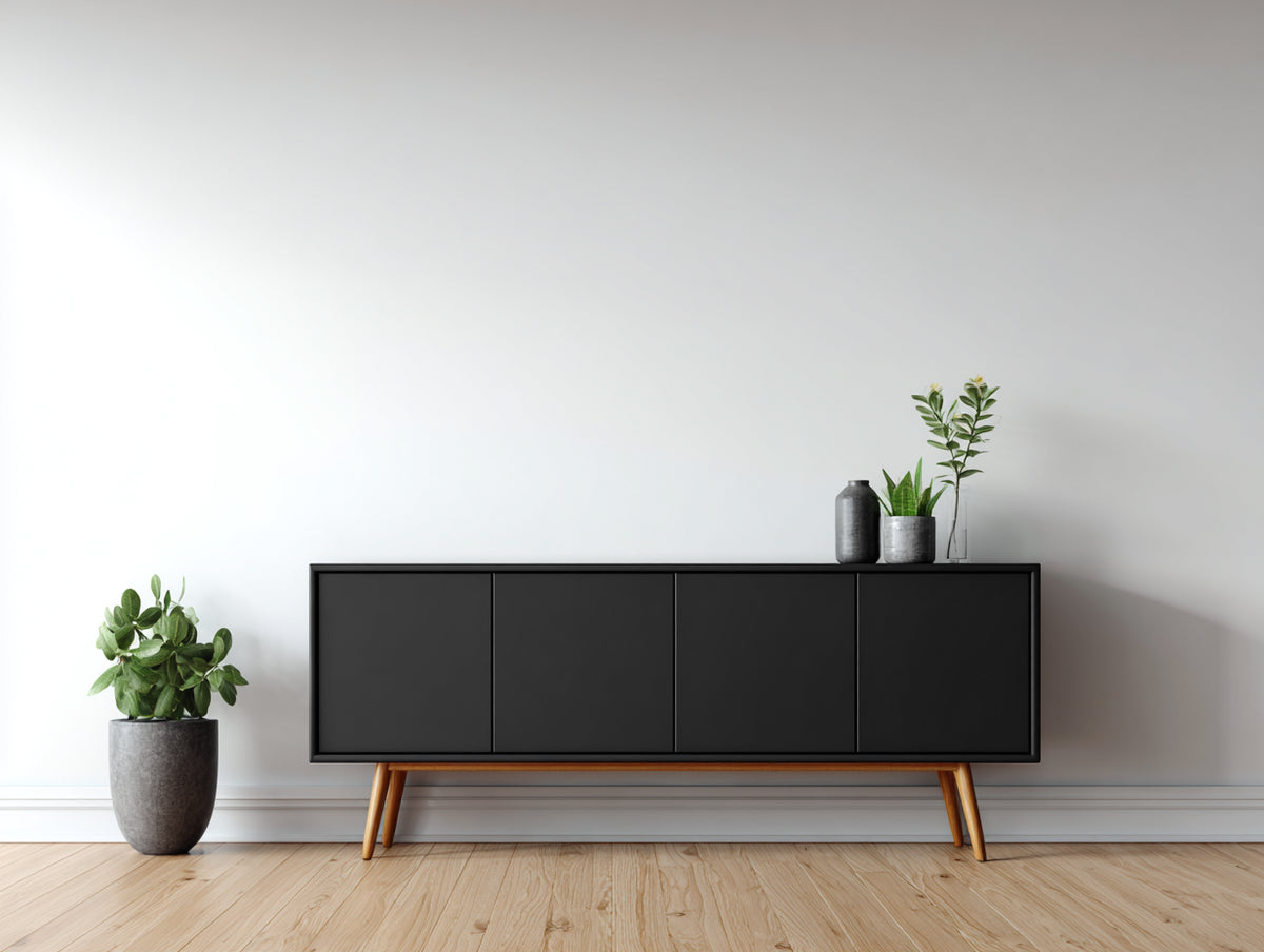 Mobile ingresso - pannelli di legno-legno - 155x41x76 cm - nero-rovere naturale - stile nordico