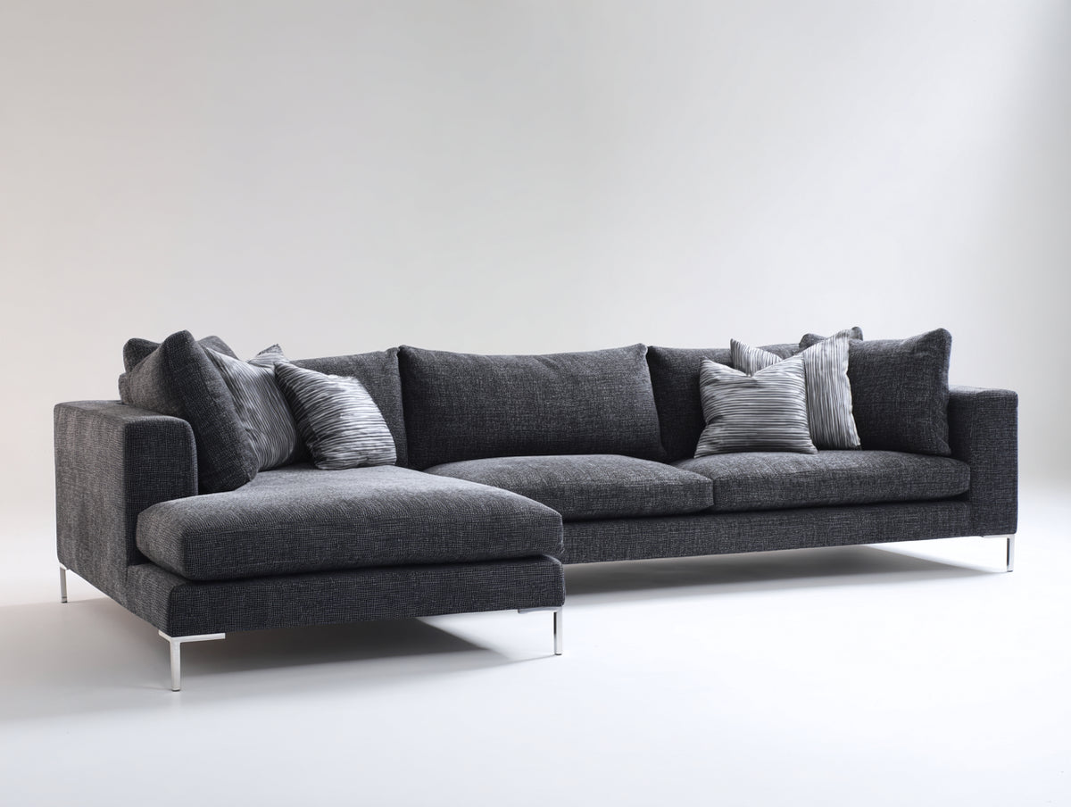 Divano angolare - Tessuto-Metallo - 282x170x80 cm - Grigio antracite - Stile contemporaneo