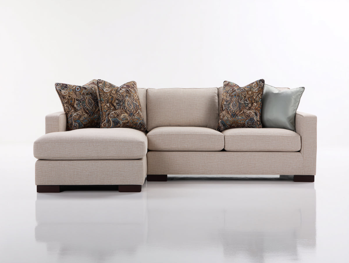 Divano angolare - Tessuto-Legno - 255x155x84 cm - Beige chiaro - Stile contemporaneo