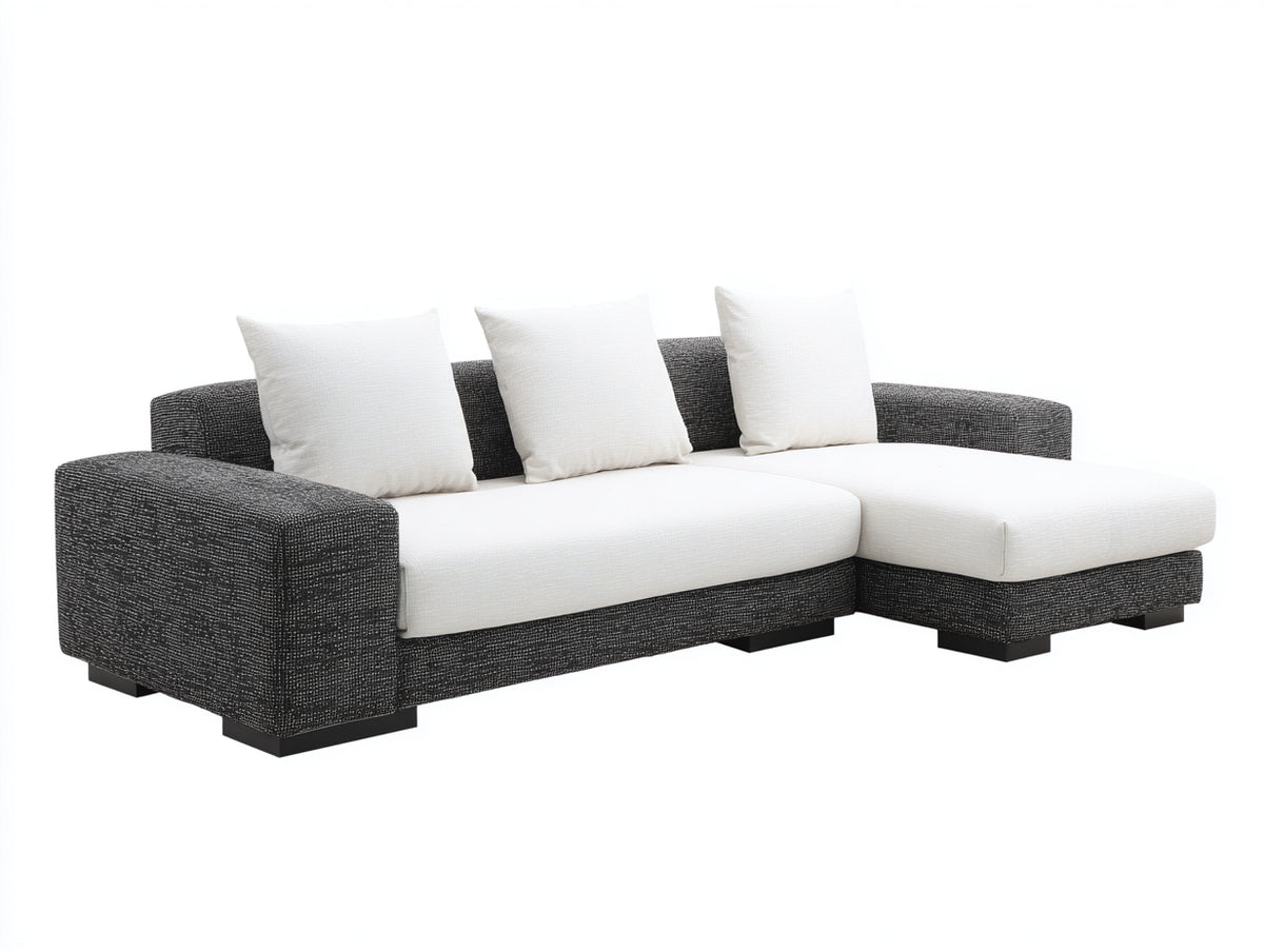 Divano angolare - Tessuto - 275x170x82 cm - Bianco-Grigio scuro - Stile moderno