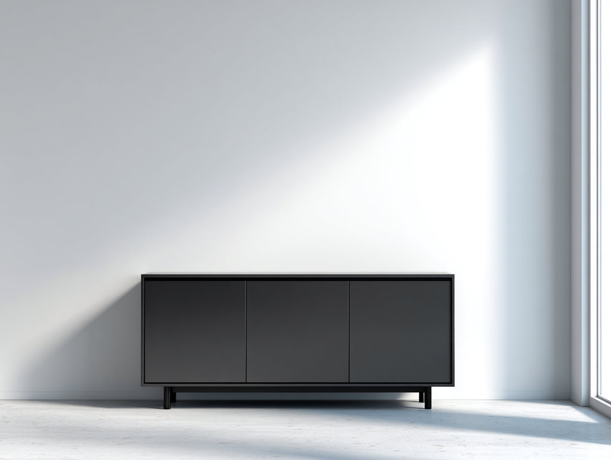 Mobile ingresso - pannelli di legno-metallo - 140x40x72 cm - nero - stile minimalista