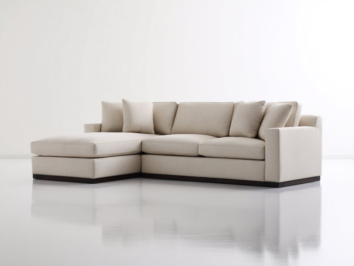 Divano angolare - Tessuto-Legno - 265x170x85 cm - Beige chiaro - Stile moderno