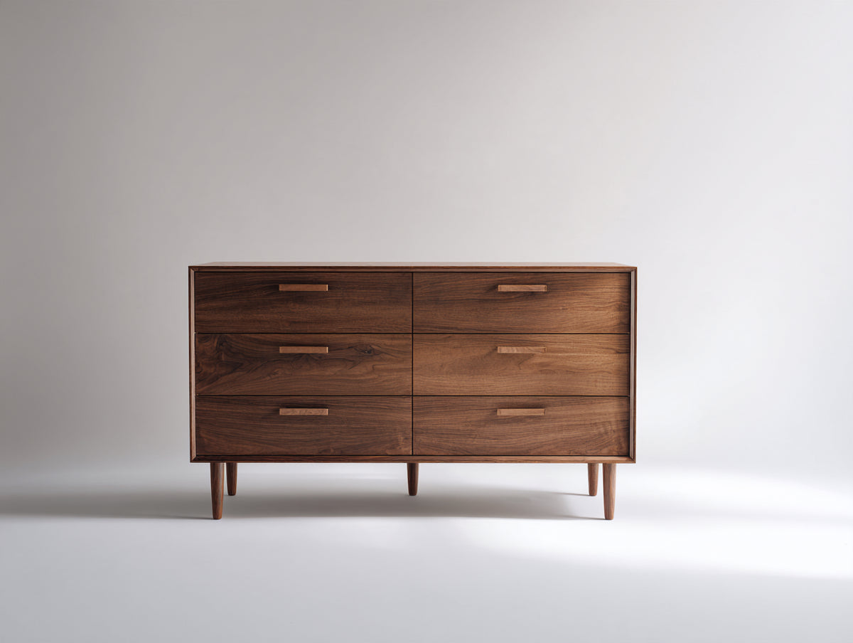 Cassettiera - legno - 140x45x80 cm - noce - stile rétro
