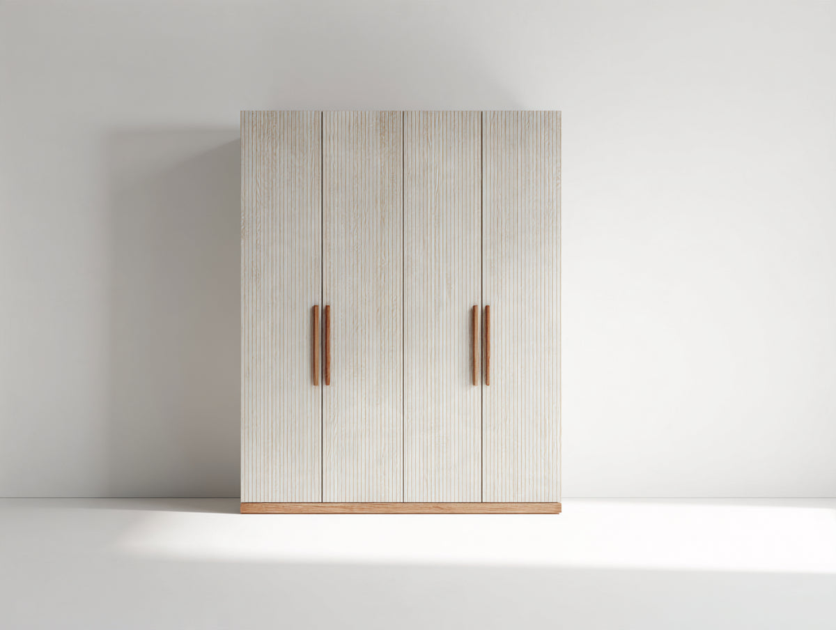 Armadio - legno-pannelli di legno - 150x55x190 cm - bianco-rovere naturale - stile minimalista