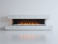 Camino - marmo-vetro-metallo - 160x40x62 cm - Bianco-Nero - stile moderno