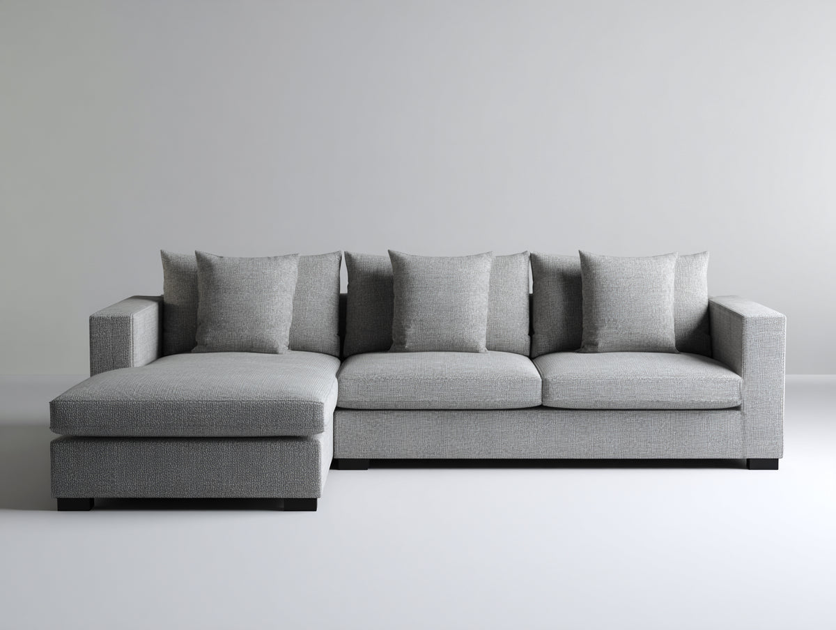 Divano angolare - Tessuto - 260x160x85 cm - Grigio chiaro - Stile moderno
